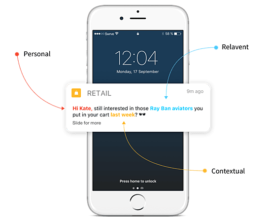 Reach your users instantly with personalised SMS and push notifications.